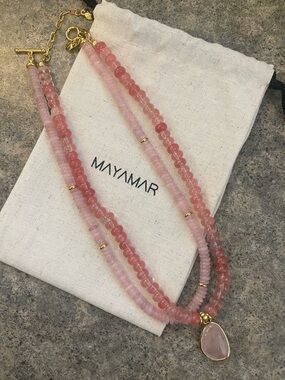 Curated Set of 2 Necklaces - Beaded with quartz, ceramic & crystal and 24k gold